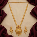 Gold Floral Filigree CZ Medallion Necklace Set