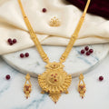 Gold Wheel Disc Tassel Necklace Set