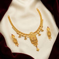 Gold Engraved Rectangular Pendant Necklace Set