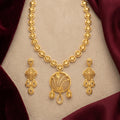 Gold Filigree Disc Coin Chain Long Necklace Set