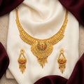 Gold Meenakari Peacock Sunburst Tassel Necklace Set