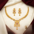Gold Ruby CZ Filigree Temple Pendant Necklace Set