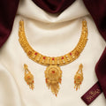 Gold Meenakari Sunburst Collar Floral Tassel Necklace Set