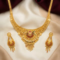 Gold Meenakari Peacock Fan Tassel Necklace Set