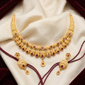 Gold Ruby Floral Collar Necklace Set