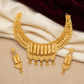 Gold Cylinder Bar Geometric Choker Necklace Set