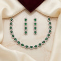 Emerald Halo Oval Tennis Necklace Set