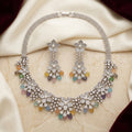 Multicolor Gemstone Floral Cascade Necklace Set