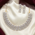 Floral Cluster Diamond-Look Bib Necklace Set