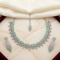 Mint Paisley Floral Statement Necklace Set