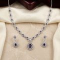 Sapphire Drop Halo Necklace Set