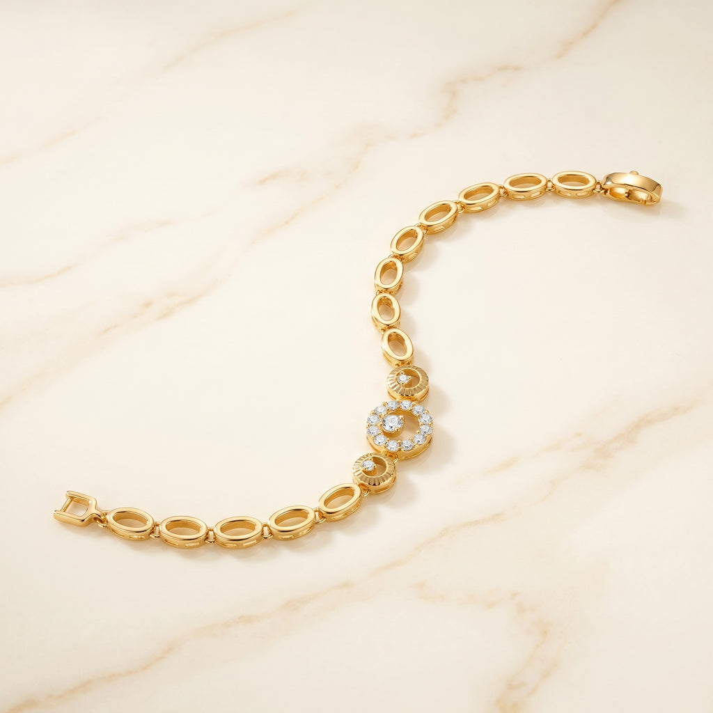 Gold Halo Sunburst Station Bracelet