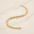 Gold Pavé Circle Heart Station Bracelet