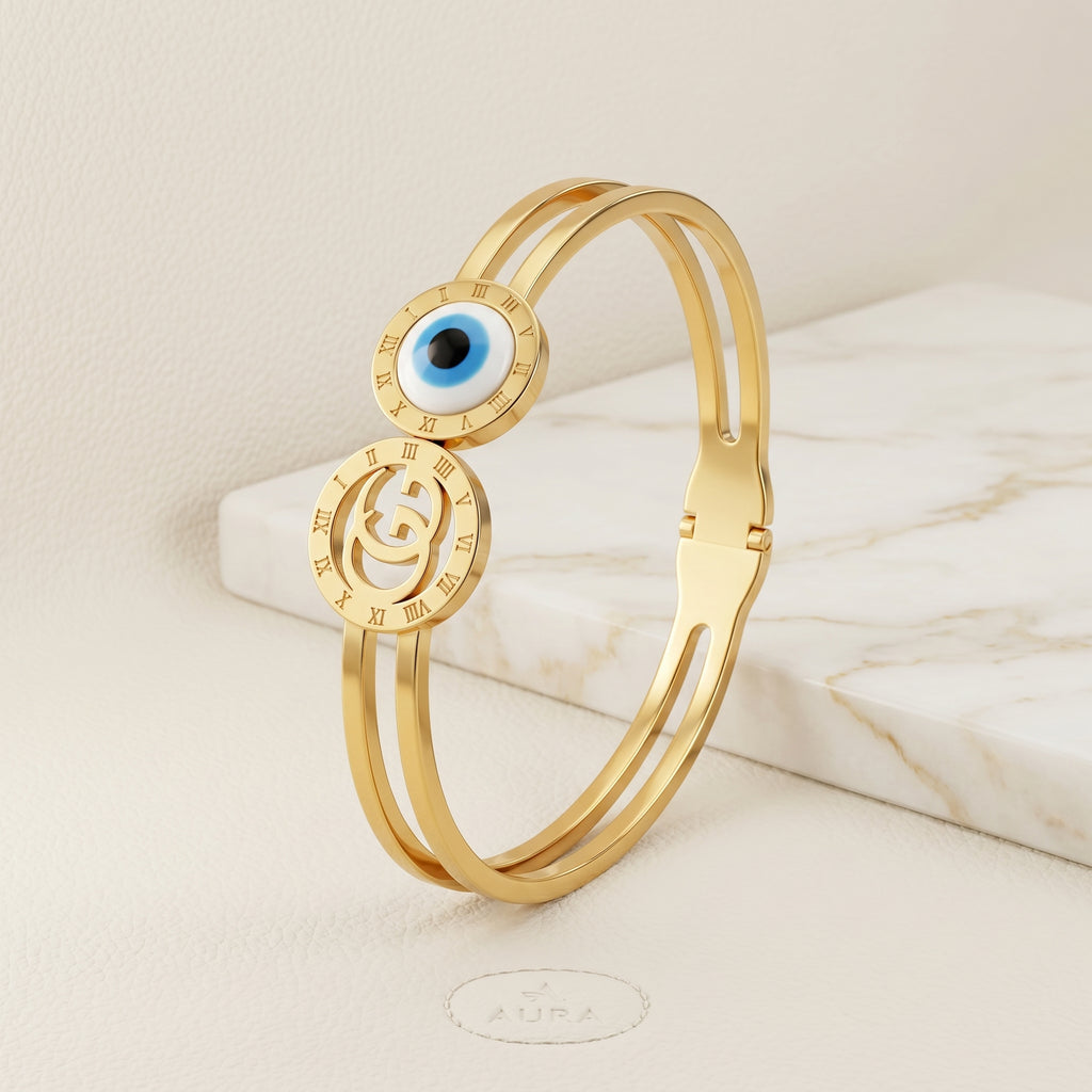 Evil Eye Roman Charm Gold Bracelet