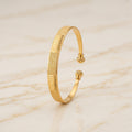 Gold Textured Ball-Tip Cuff Bangle