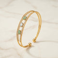 Gold Multi-Stone Halo Open Cuff Bracelet