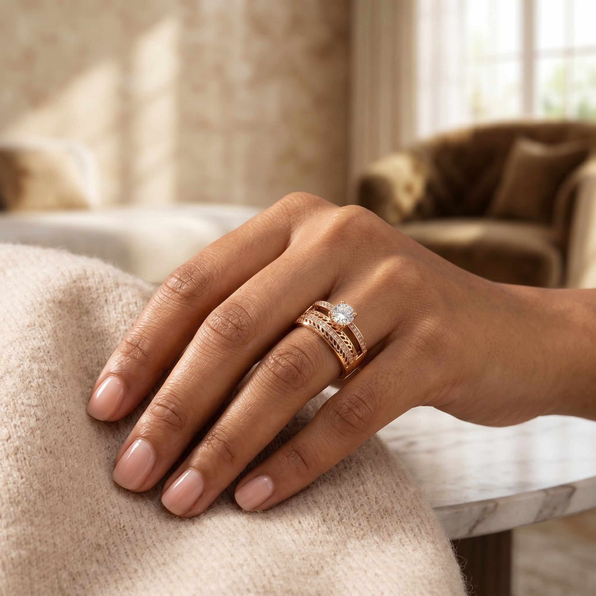 RG Triple Band Solitaire Ring