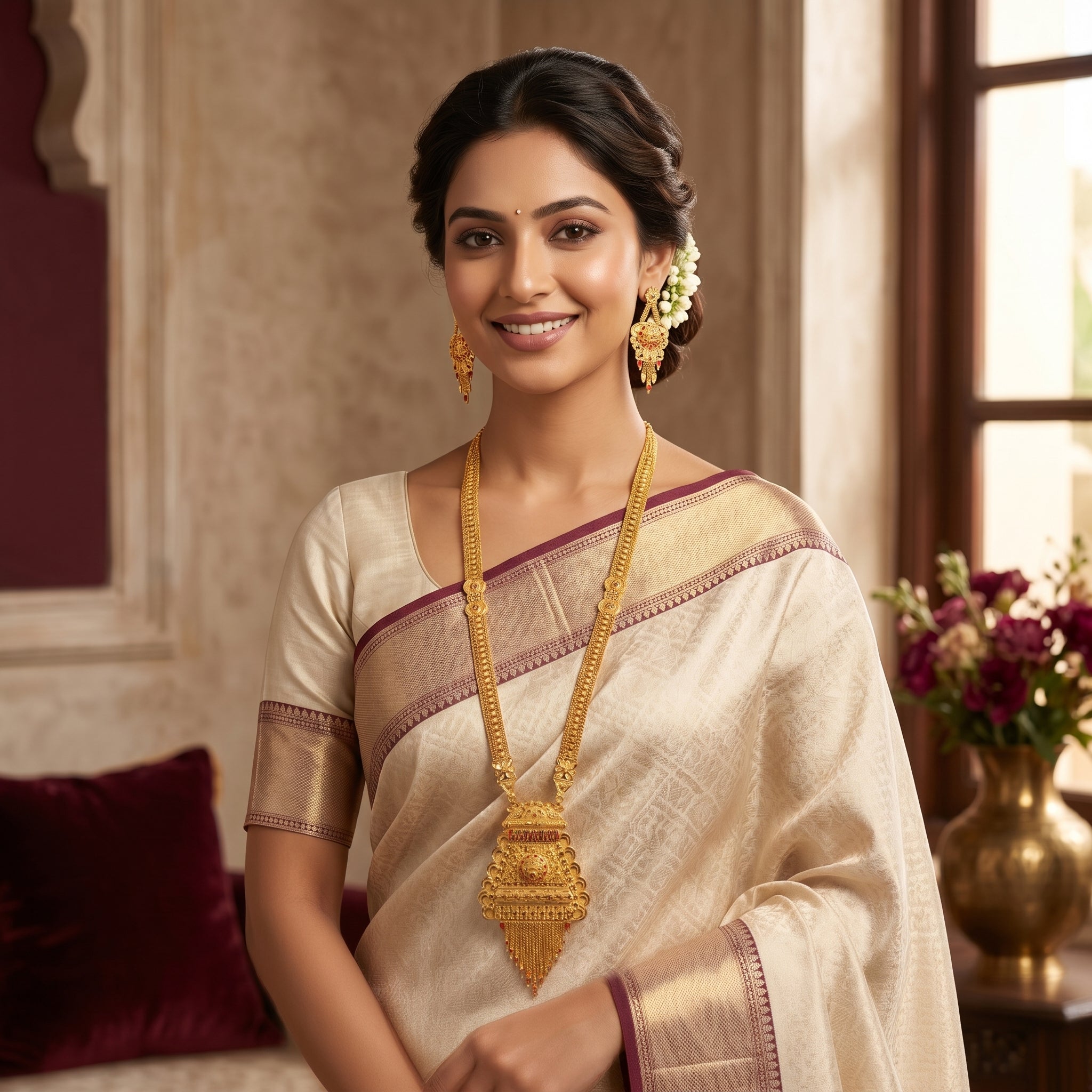Gold Tiered Filigree Temple Necklace Set