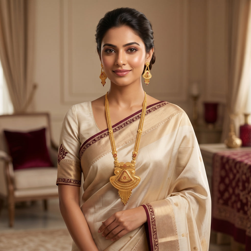 Gold Bell Fan Tassel Necklace Set