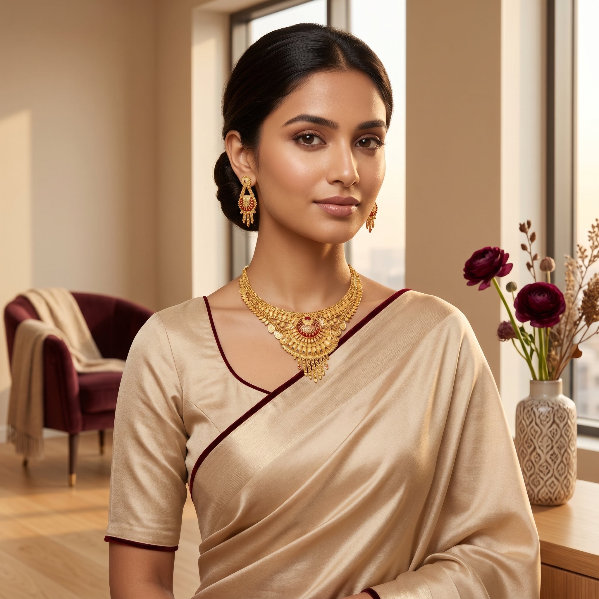 Gold Meenakari Peacock Fan Tassel Necklace Set
