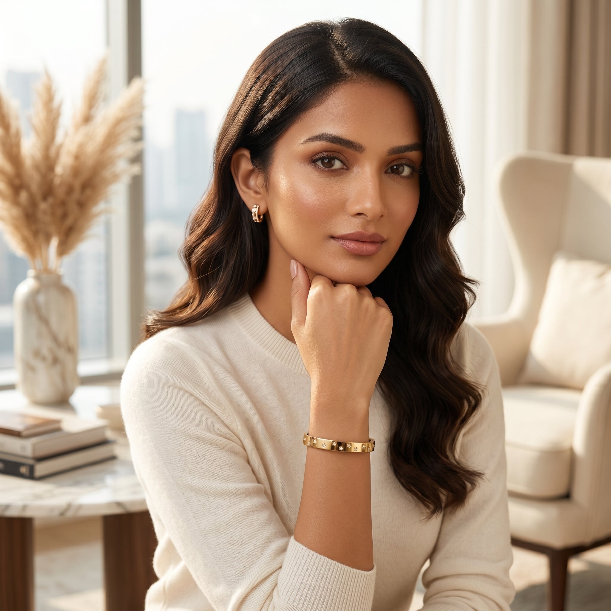 Gold Star Studded Kada Bangle
