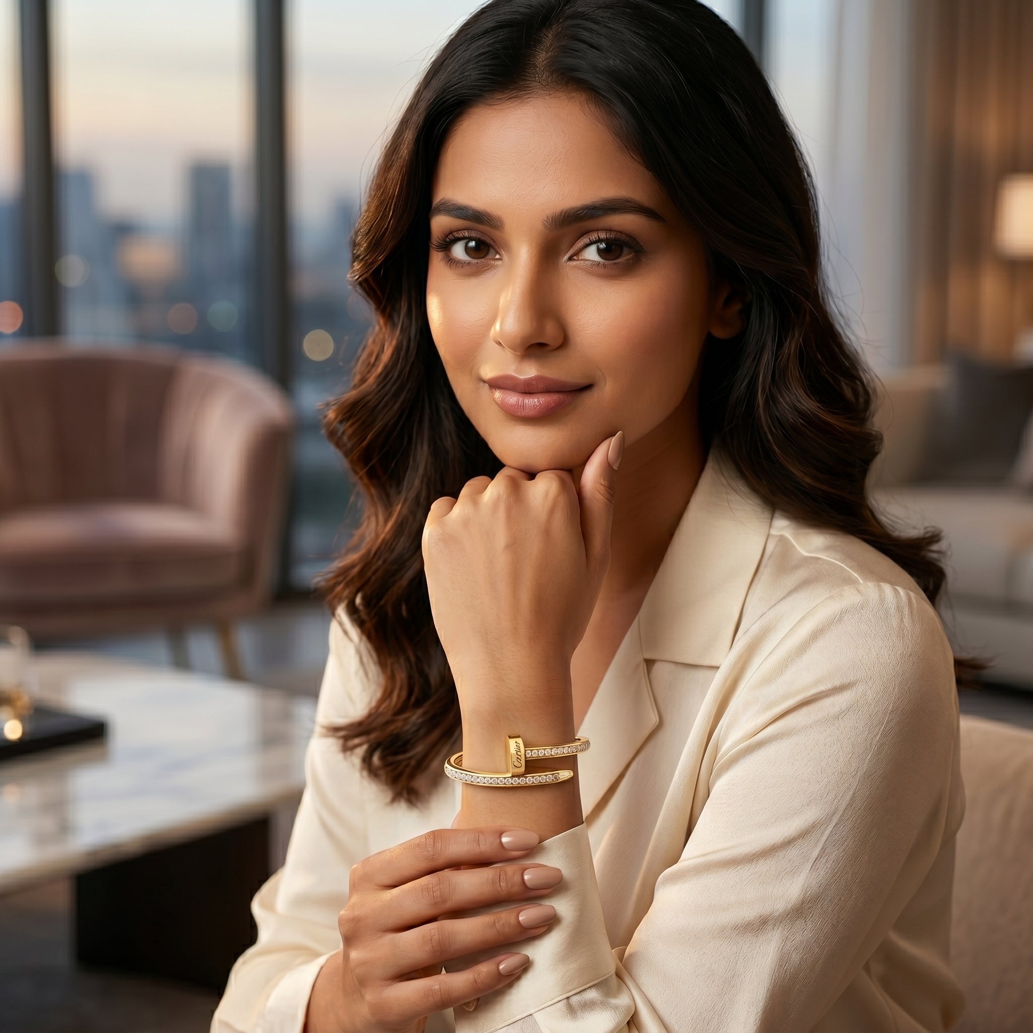 Gold Crystal Nail Bracelet