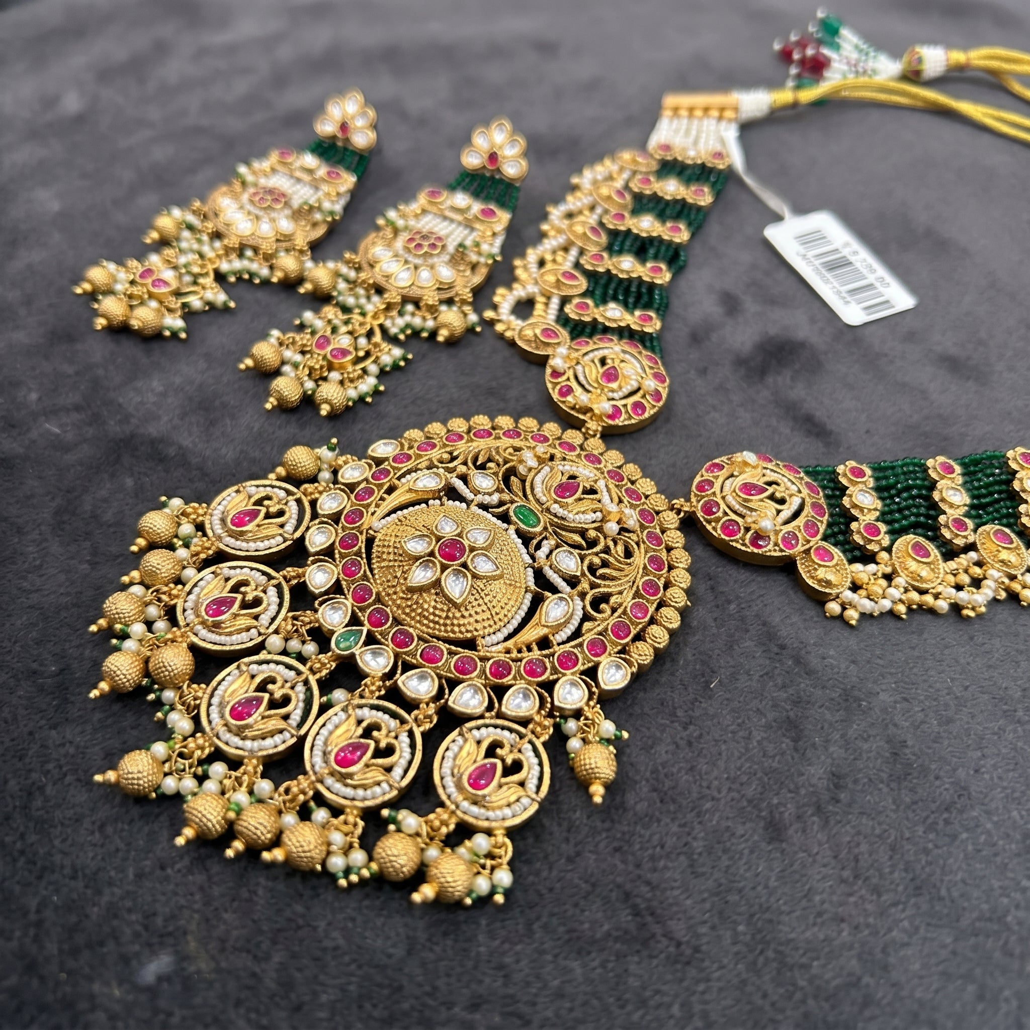 Antique Gold Kundan Multi-Strand Medallion Necklace Set