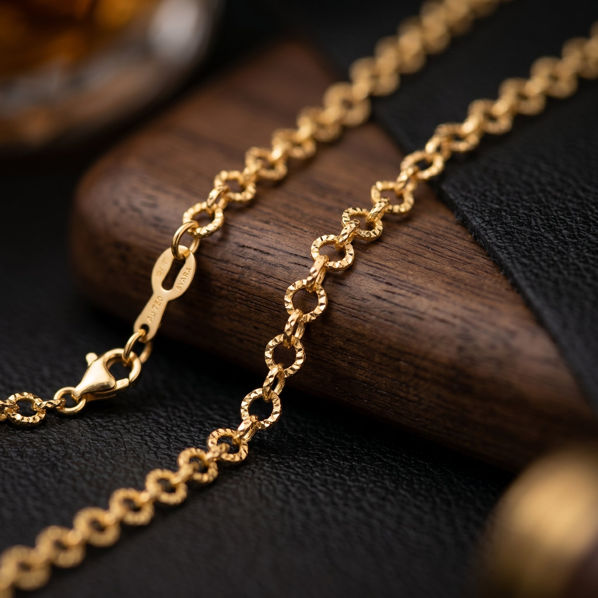 Gold Textured Rolo Cable Chain