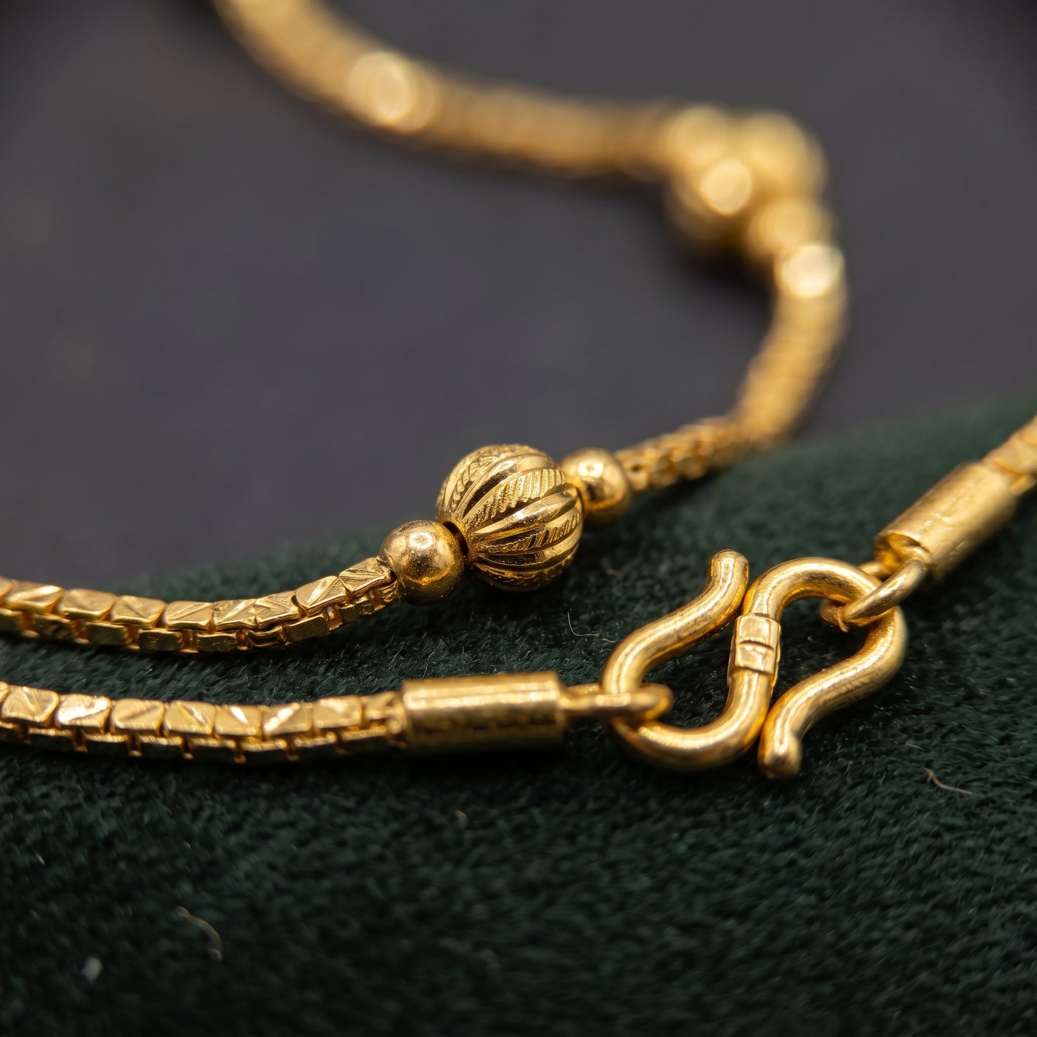 Gold Faceted Bead Station Chain
