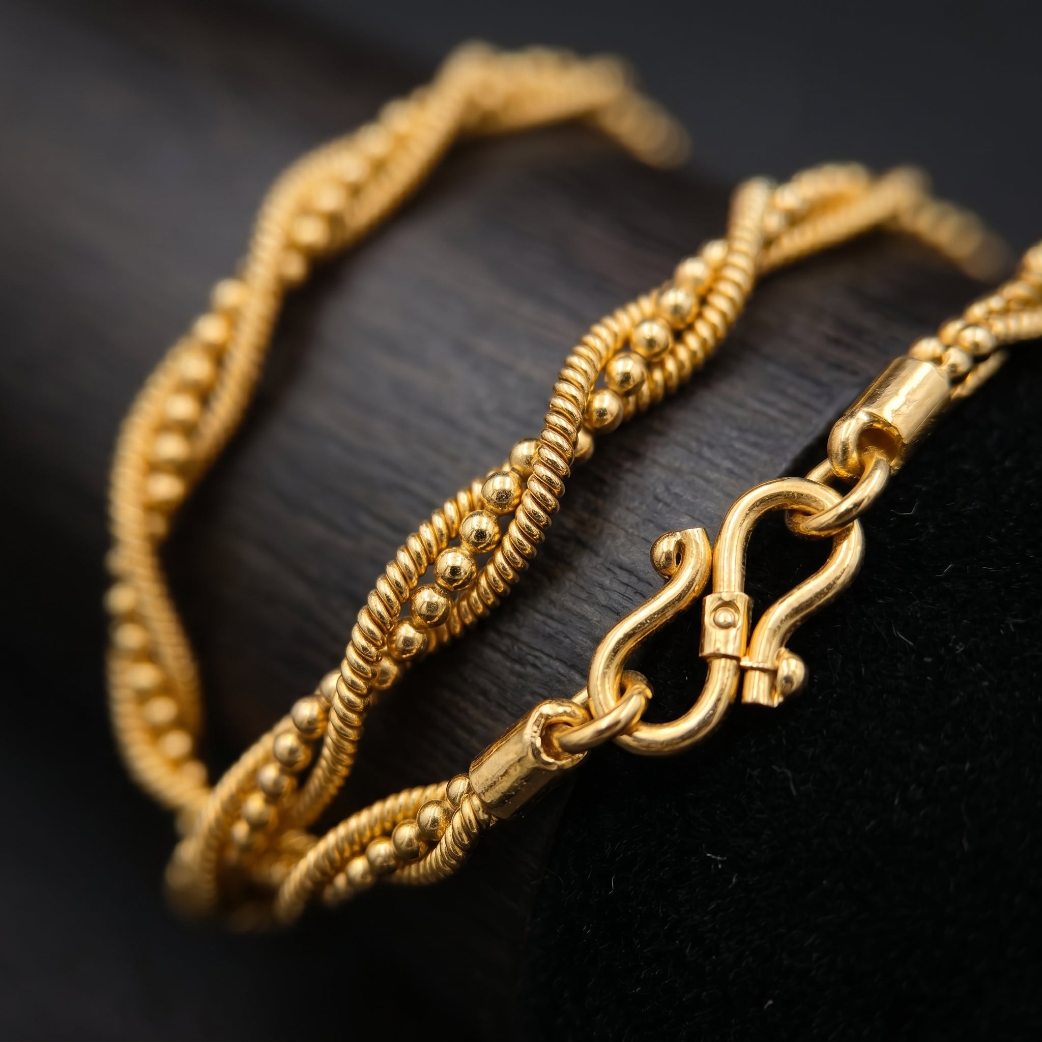 Gold Twisted Rope Bead Braided Chain