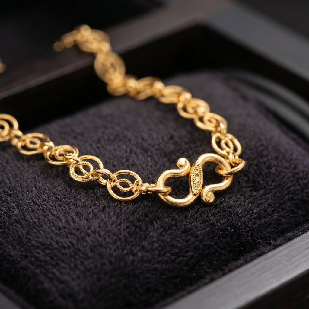 Gold Double Ring Barrel Link Chain