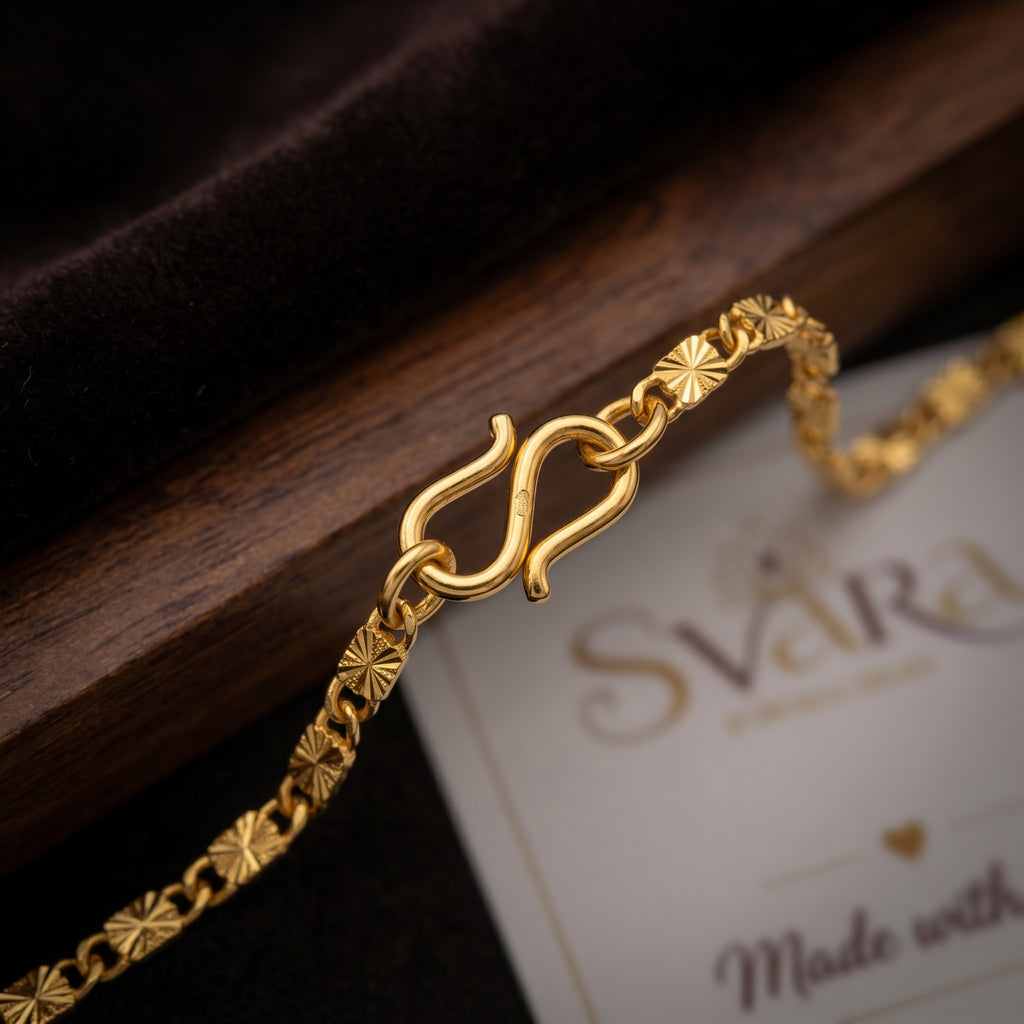Gold Diamond-Cut Starburst Link Chain