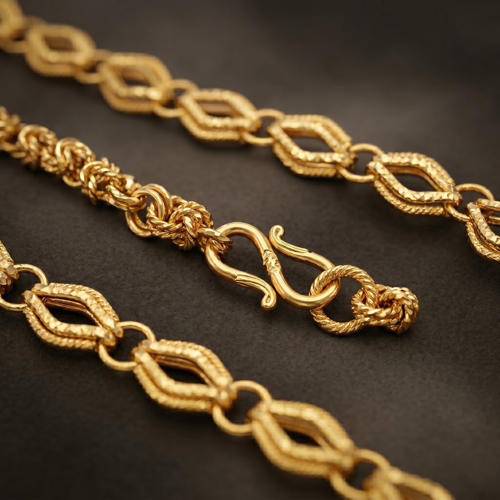 Gold Diamond Rope Link Byzantine Chain