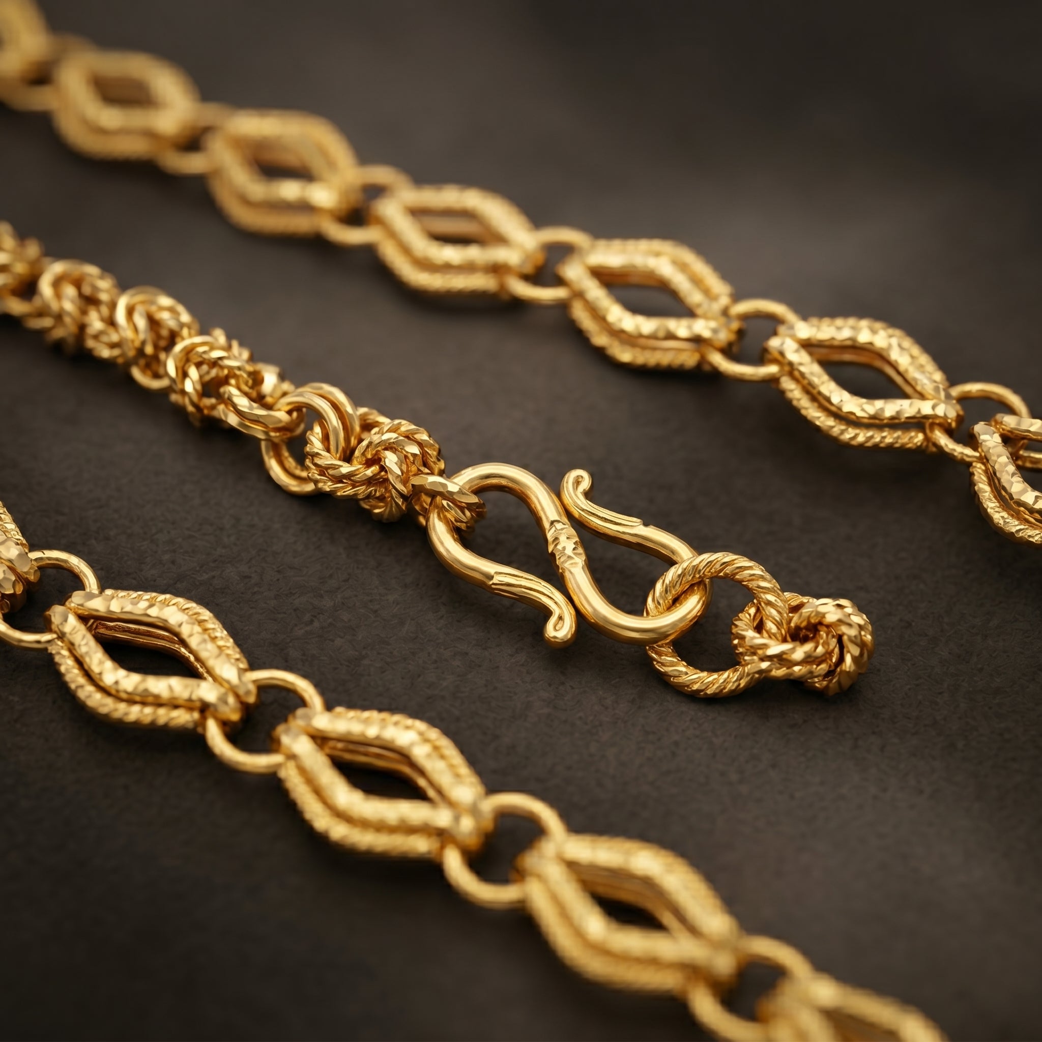 Gold Diamond Rope Link Byzantine Chain