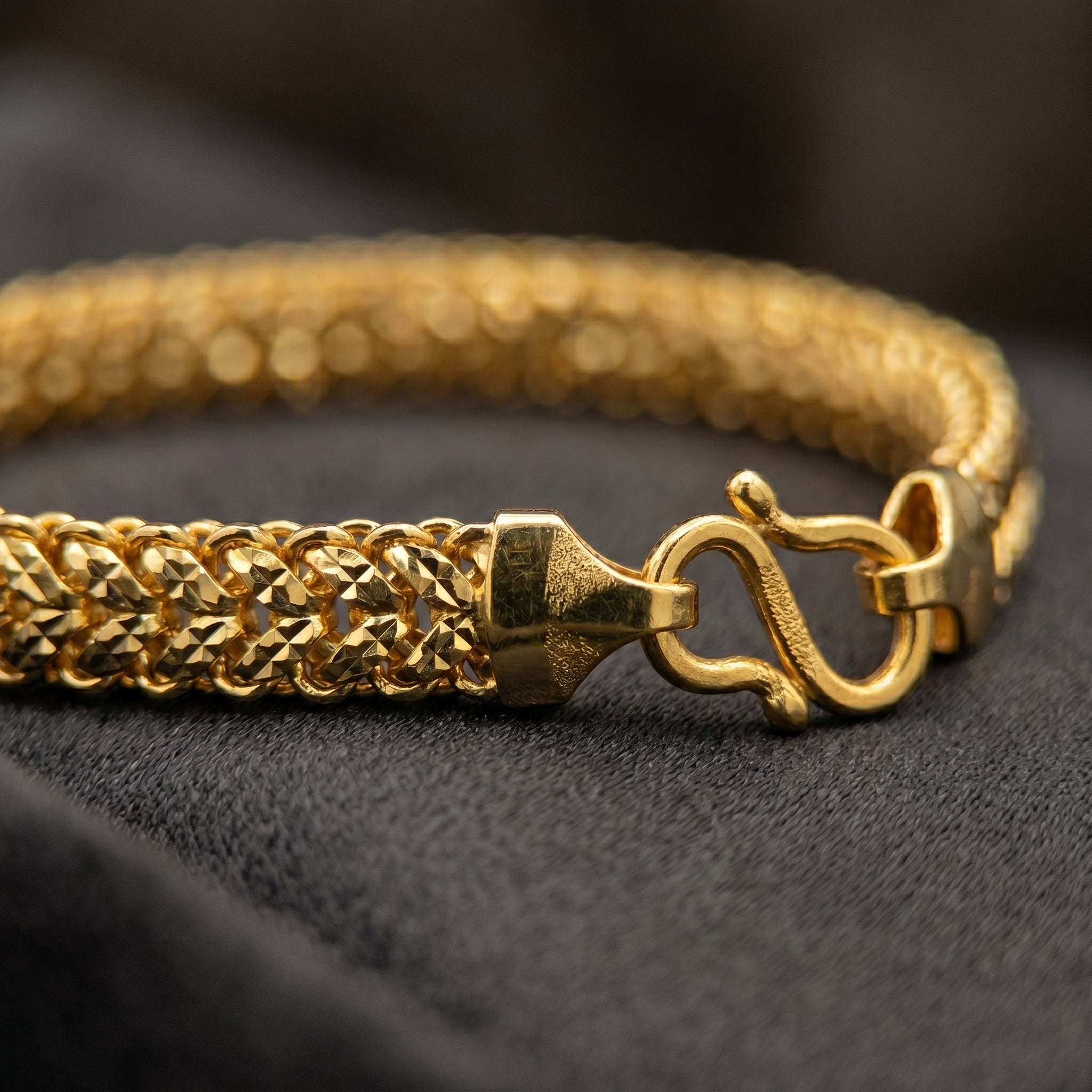 Gold Herringbone Flat Snake Chain Bracelet