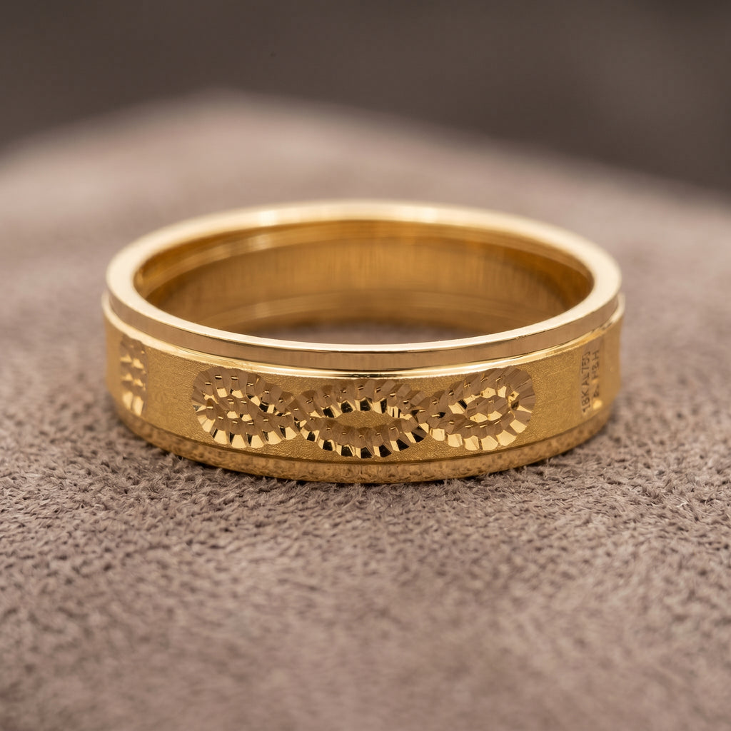 Gold Sunburst Engraved Band Ring