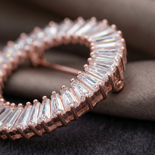 Gold Baguette CZ Circle Brooch