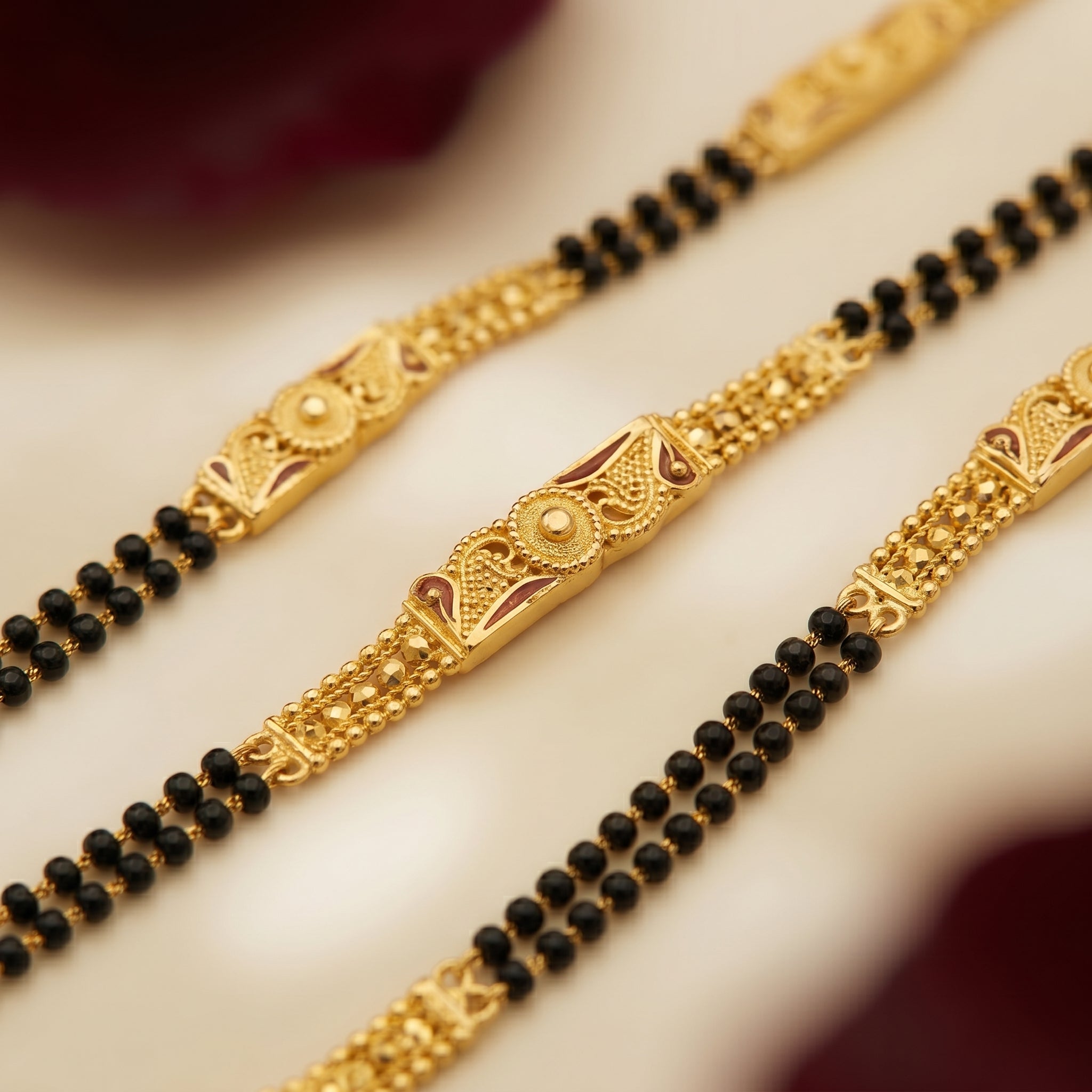 Gold Meenakari Multi-Bar Long Mangalsutra