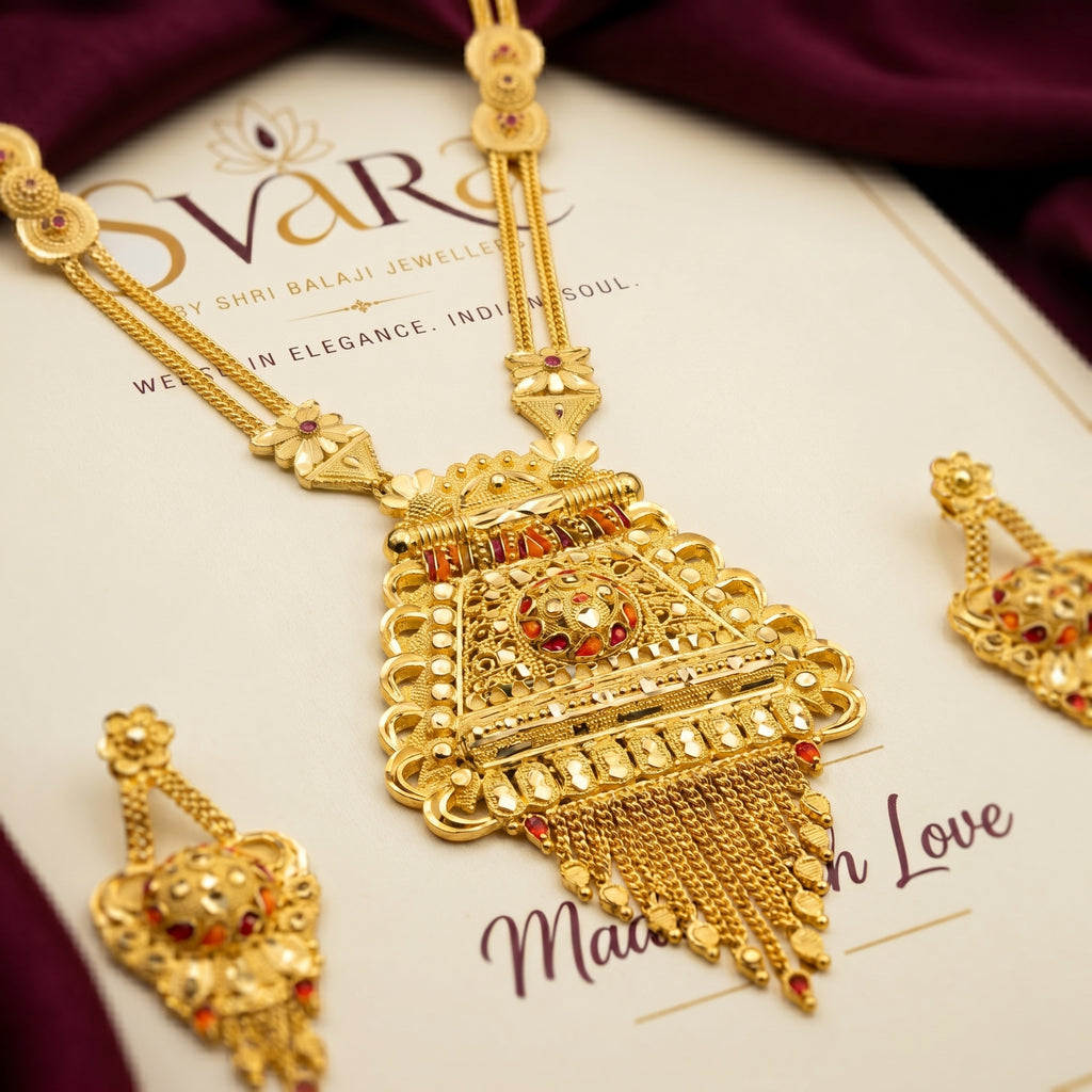 Gold Tiered Filigree Temple Necklace Set