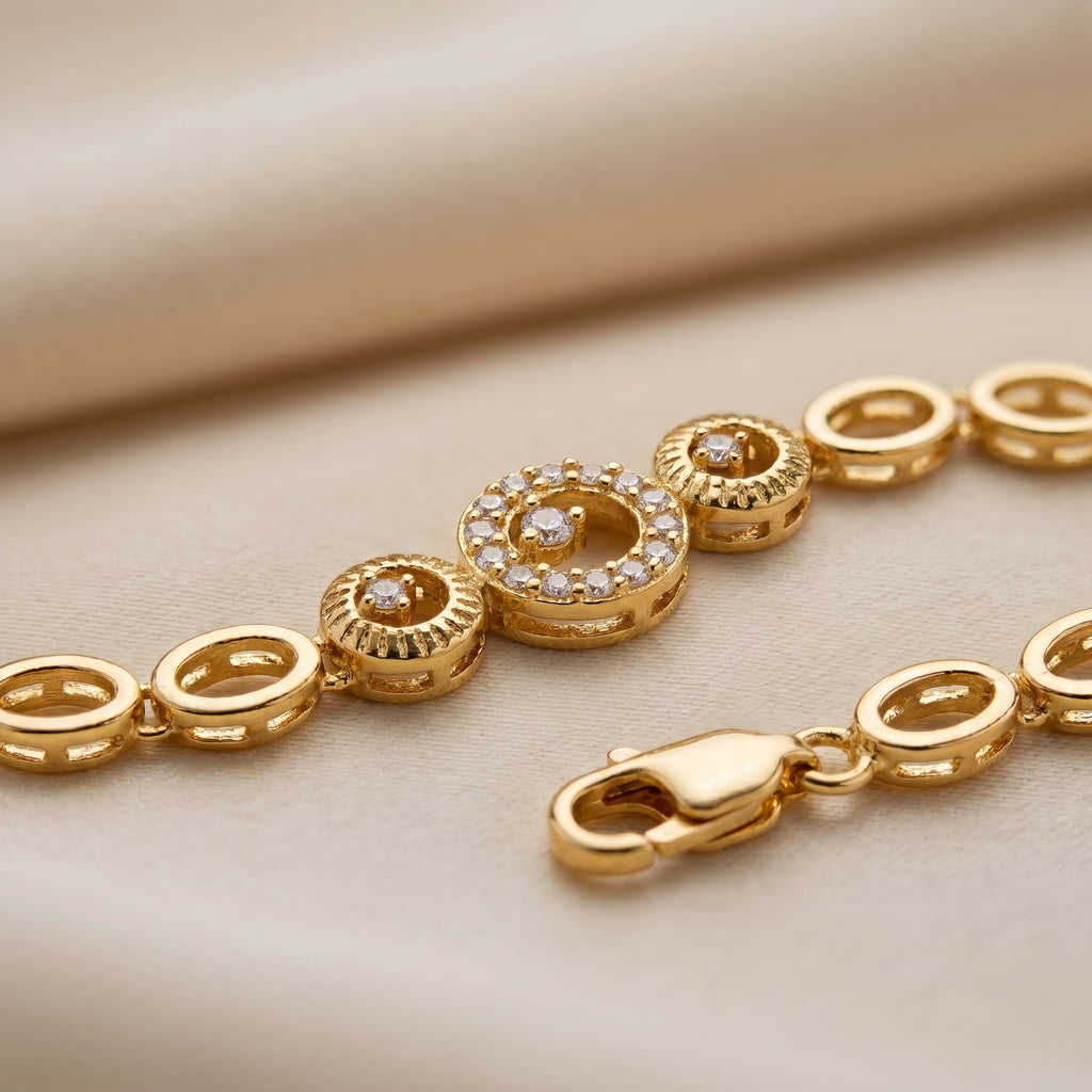 Gold Halo Sunburst Station Bracelet