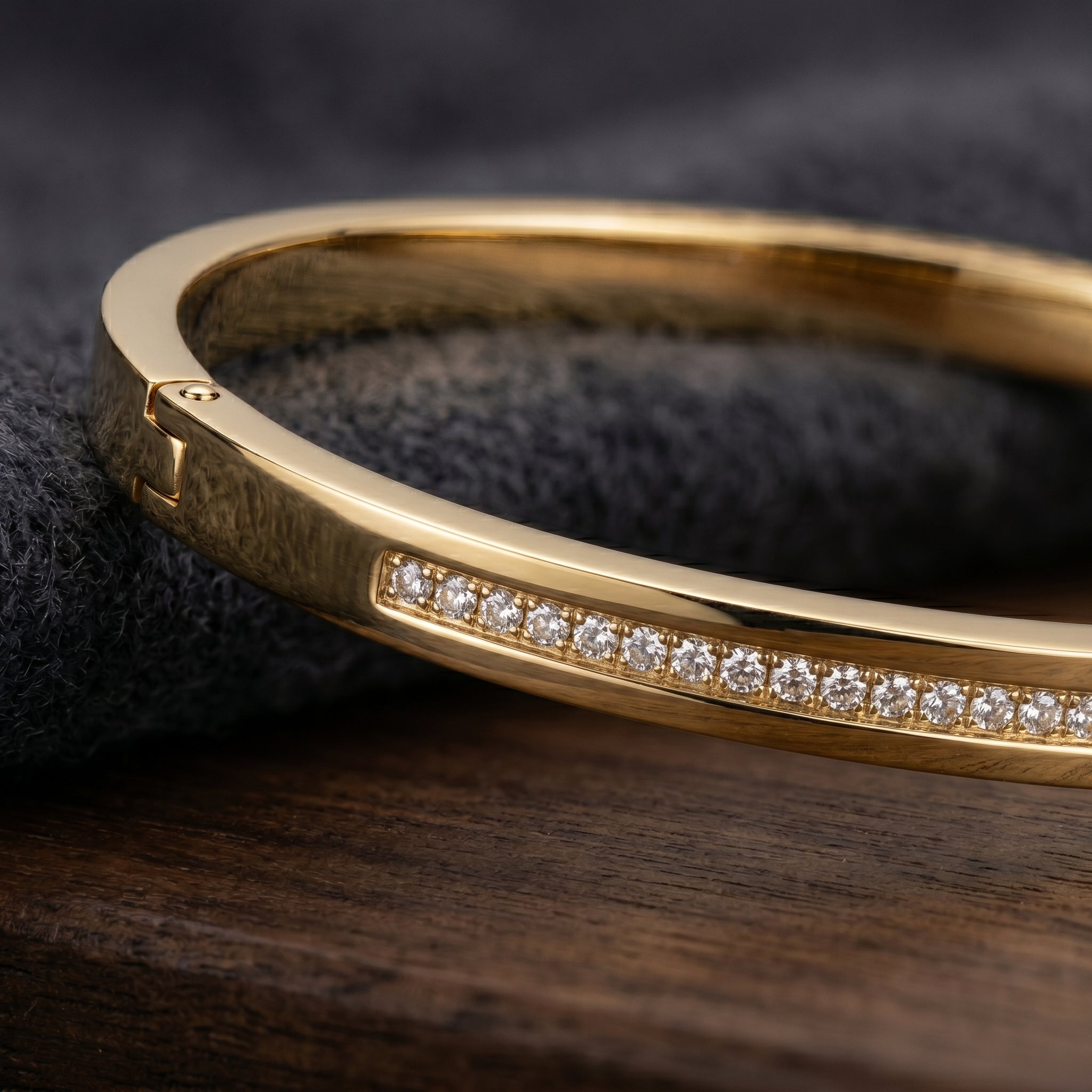 Gold Princess Cut Channel Bangle