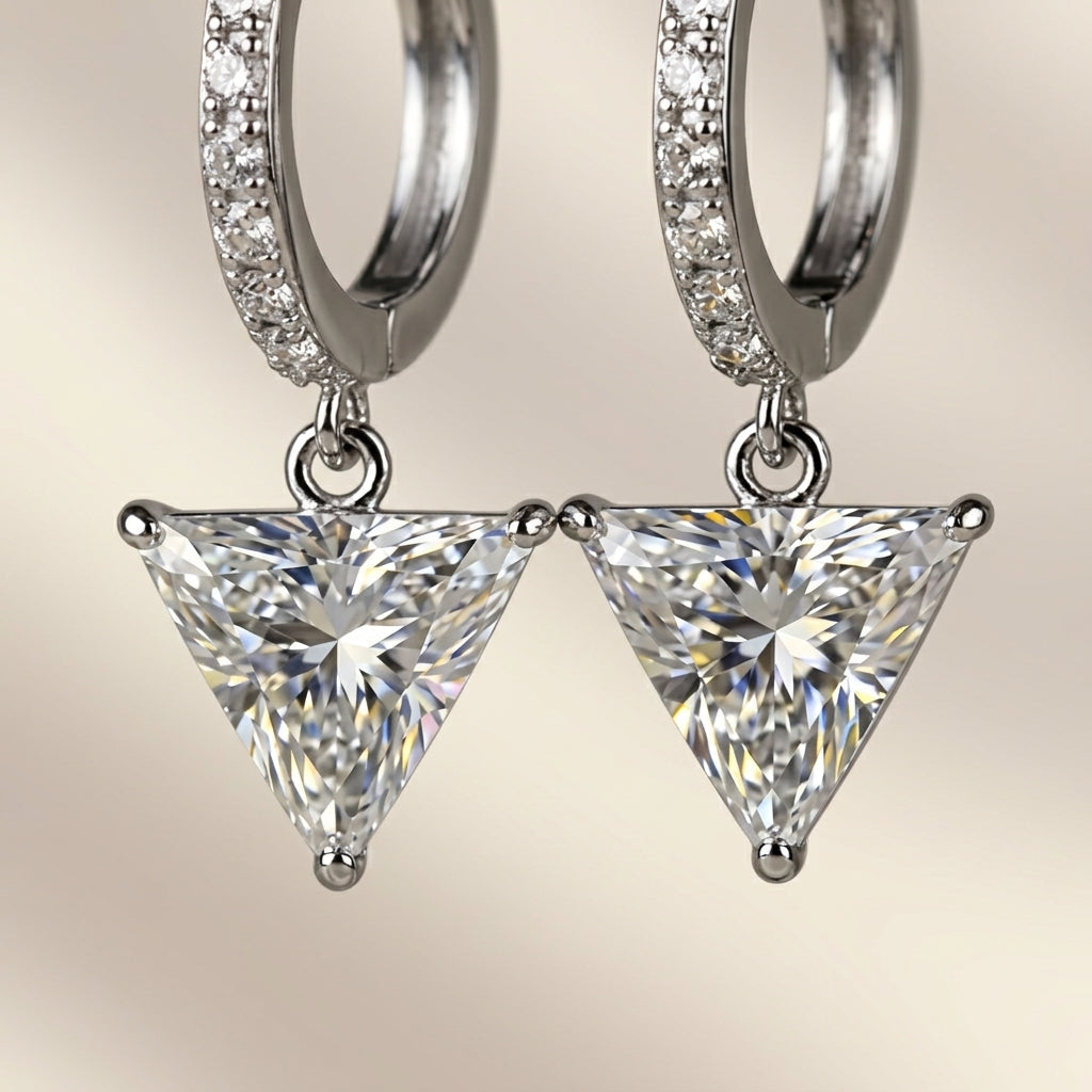 Trillion-Cut Crystal Drop Huggie Earrings