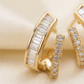 Gold Double-Row Baguette Wrap Hoop Earrings