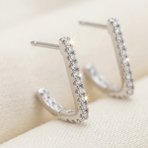 Curved Pavé Ear Climber Studs