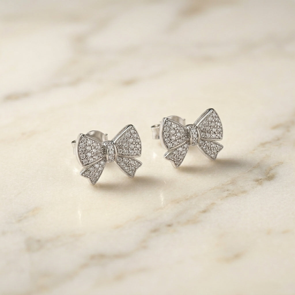 Pavé Bow Stud Earrings