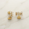 Gold Marquise Leaf Vine Stud Earrings