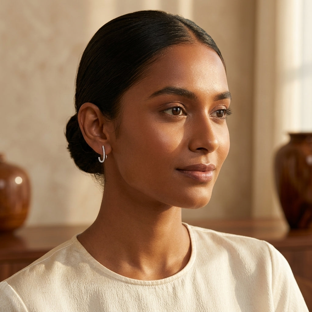 Curved Pavé Ear Climber Studs