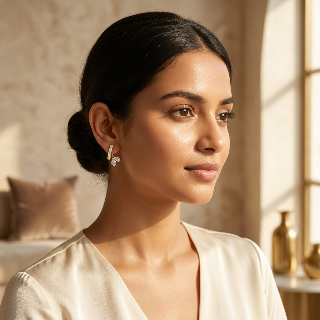 Gold Pear-Cut Cluster Wrap Earrings