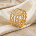 Gold Silver Floral Openwork Bangle Pair