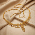 Gold Floral Medallion Ruby Tassel Kamarband
